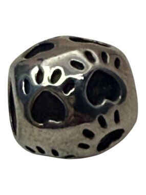 Chamilia Sterling Silver Heart Paw Print Pet Charm Threaded Retired